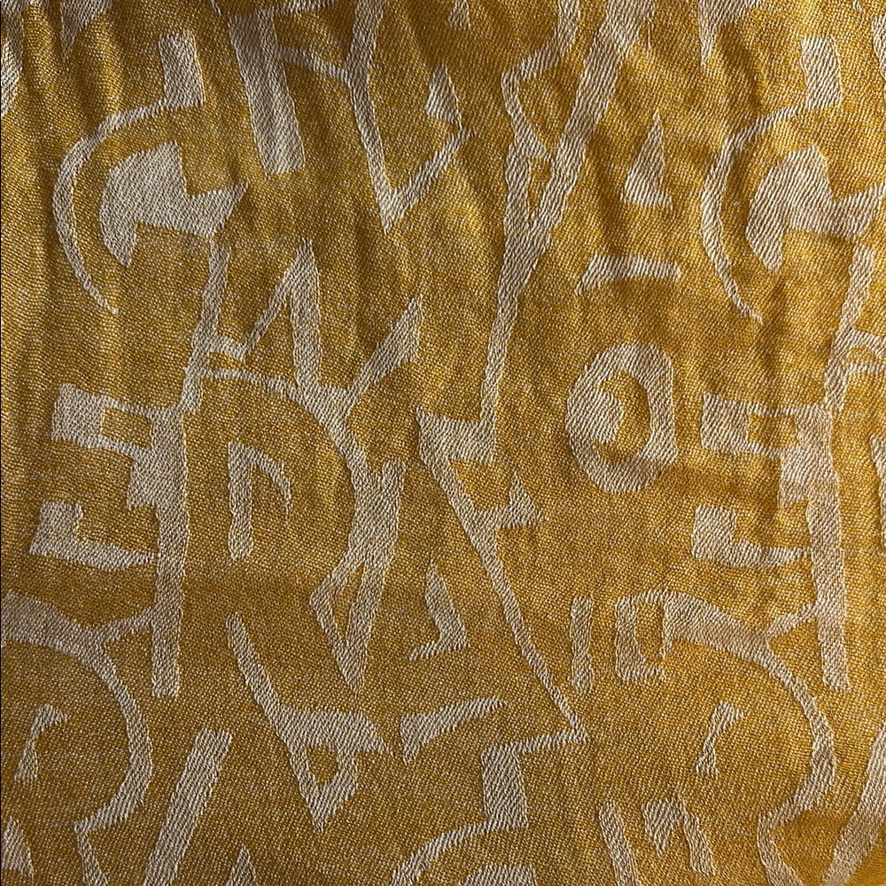 Salvatore Ferragamo Gold and Cream Patterned Fabric/scarf